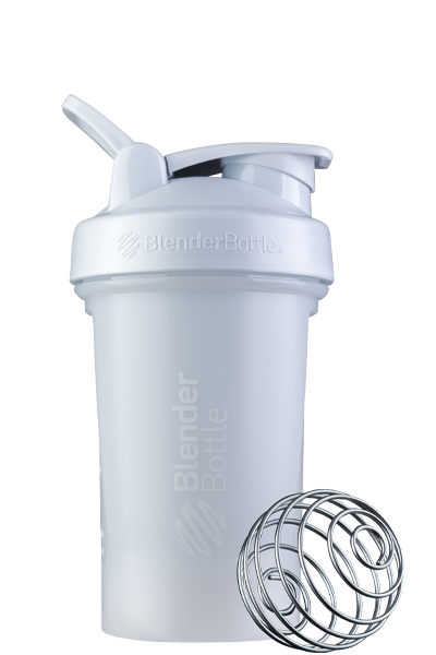 White BlenderBottle protein shake cup. | Color#white_Size#20oz