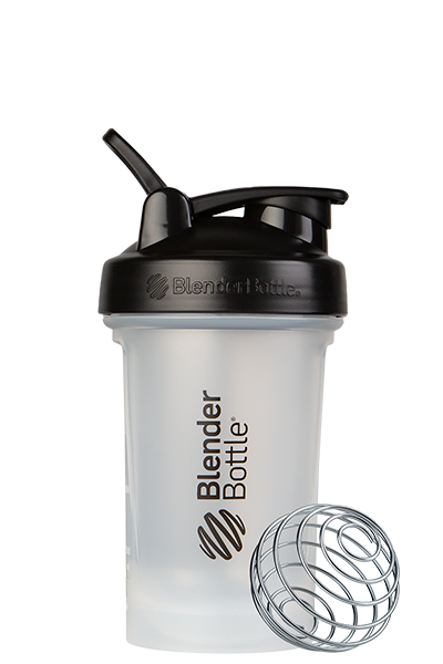 Black and Clear BlenderBottle protein shake cup. | Color#Black Clear_Size#20oz