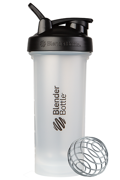 Black and Clear BlenderBottle protein shake cup. | Color#black clear_Size#28oz