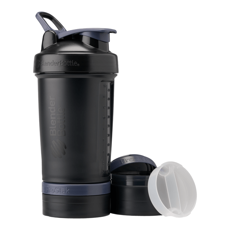  BlenderBottle Shaker Bottle with Pill Organizer and Storage for  Protein Powder, ProStak System, 22-Ounce, Black : Everything Else