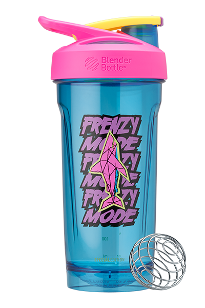 Frenzy Mode Strada Tritan Shaker in blue and pink.
