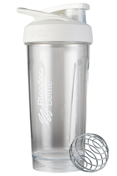 White and clear Strada Tritan odor-resistant shaker cup with locking lid. | Color#White_Size#28oz