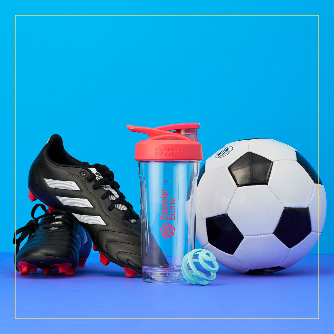 Showstopper bottle with soccer cleats & ball