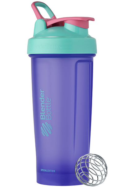 Blender bottles clear, Black and Purple, Mixers included.