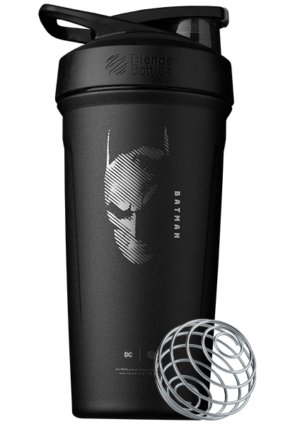 BlenderBottle Pro Series 32 oz Black Solid Print Batman Shaker Cup with  Wide Mouth and Flip-Top Lid 